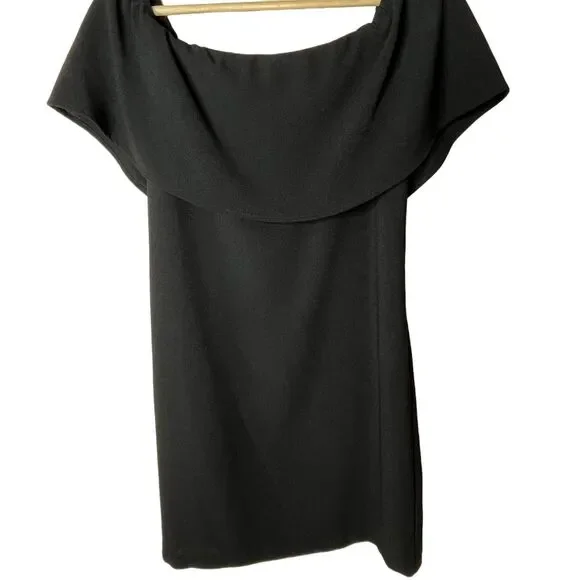 Charles Henry Off Shoulder Ruffle Crepe Dress Sz XS Mini Little Black Dress - Picture 6 of 11